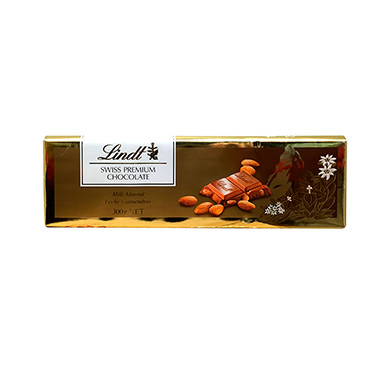 [2709] CHOCOLATE LINDT LECHE Y ALMENDRAS 300 GRAMOS