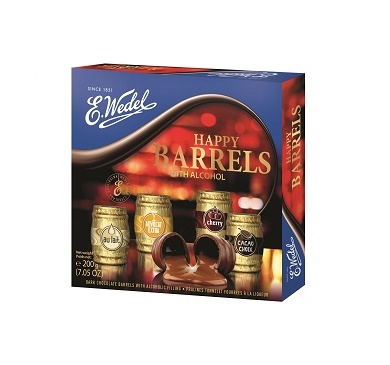 [3449] BOMBONERA E.WEDEL HAPPY BARRELS ALCOHOL 200 GRAMOS